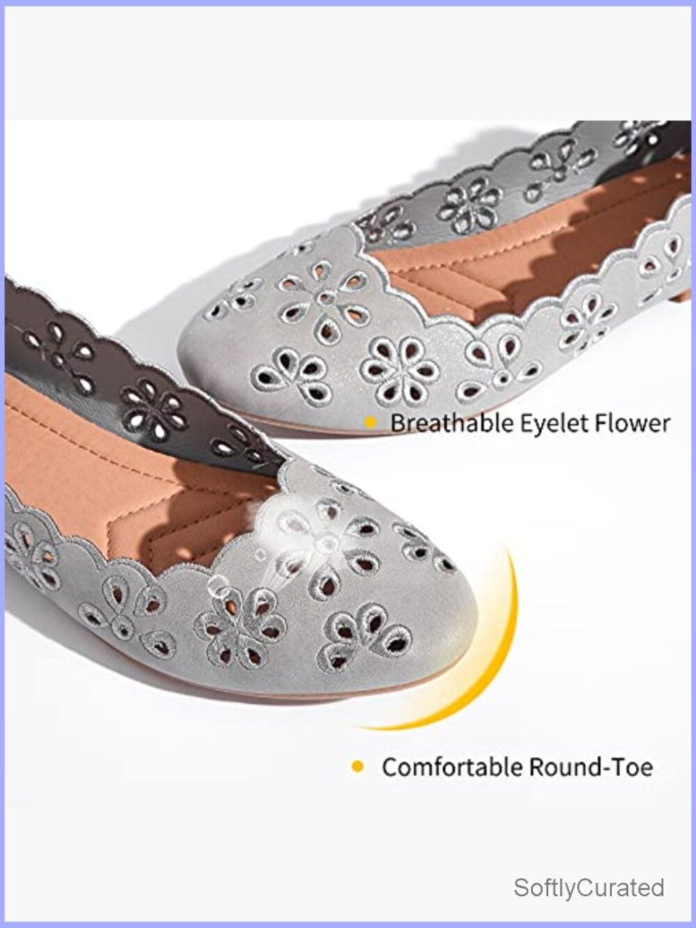 Women's Ballet Flats PU Leather Round Toe Slip On Comfortable Memory Foam - Picture 4 of 7